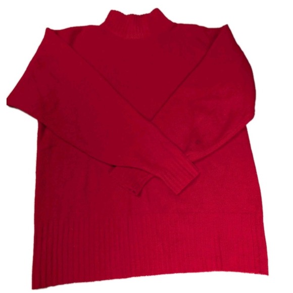D.D. Sloane Sweaters - D.D. SLOANE Red Mock Neck Sweater | Lambswool Blend | Size Large | Essential...